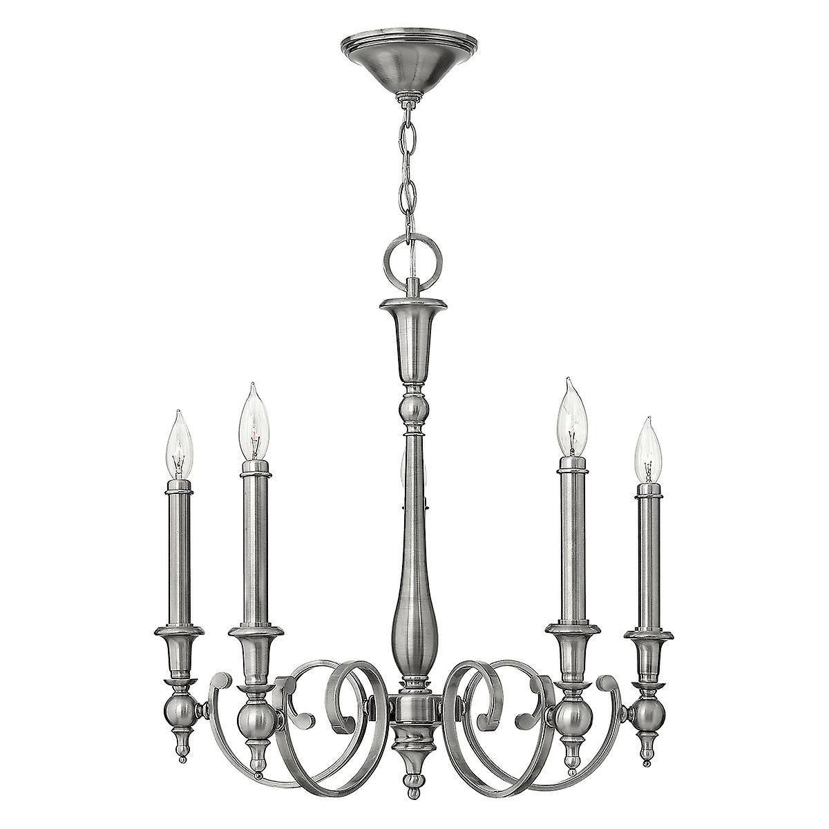 Yorktown 5 Light Chandelier Antique Nickel Finish E14