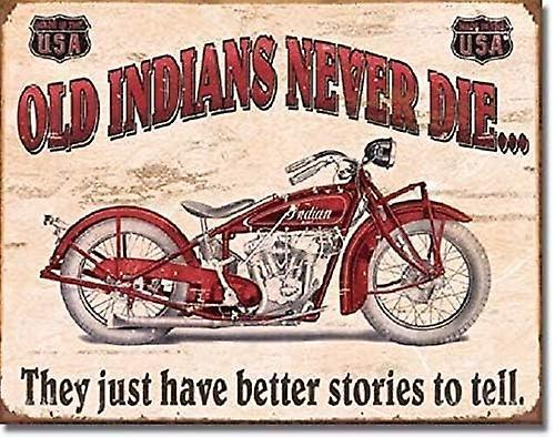 LINCMAN Indian Better Stories Motorcycle Garage Retro Vintage Wall Decor - 8"x12" Tin Metal Sign