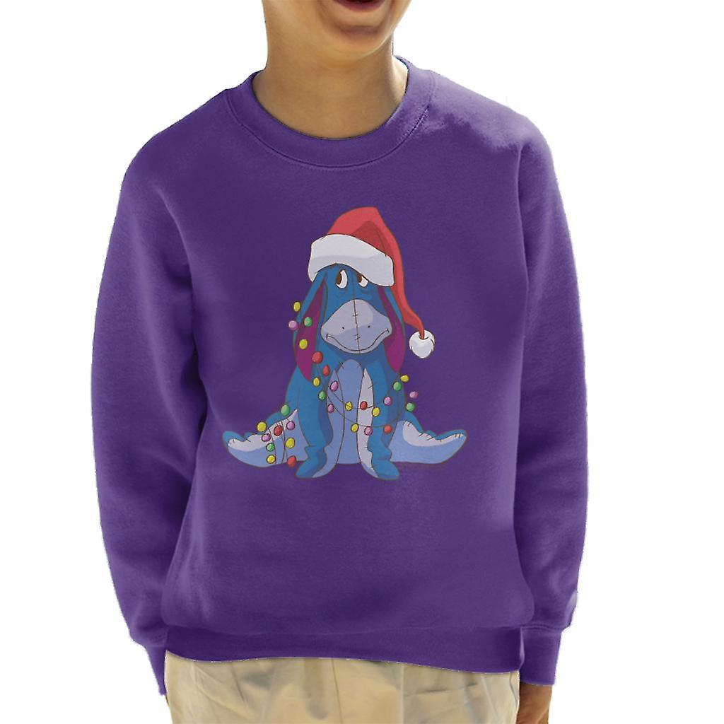 Disney Christmas Eeyore Tangled In Festive Lights Kid's Sweatshirt Purple Small (5-6 yrs)