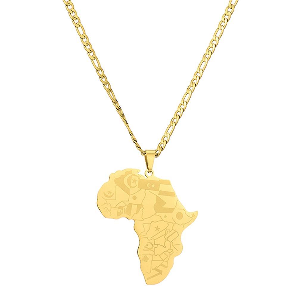 Unbrand Fashion Africa Map Pendant Necklace Outline Jewelry Comfortable to Wear Gold