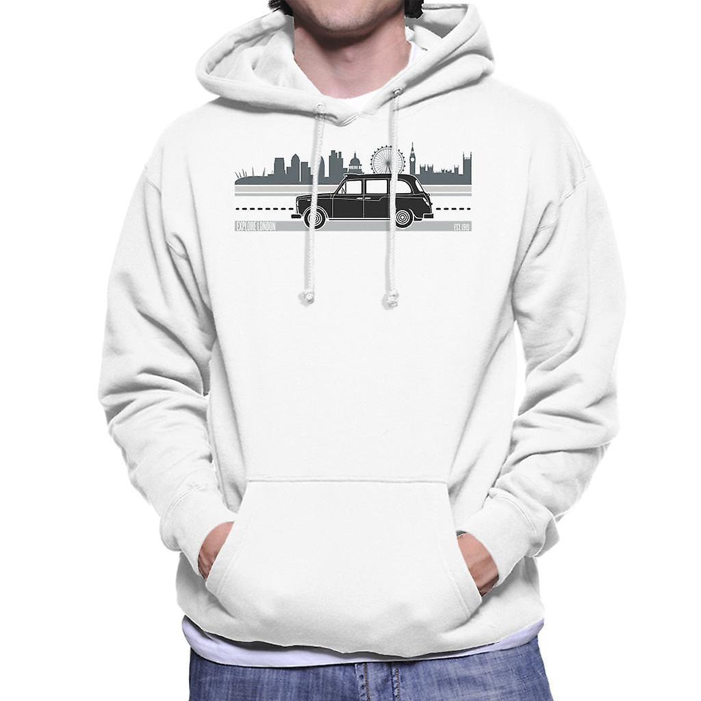 London Taxi Company TX4 Driving Along The City Men's Hooded Sweatshirt White Medium