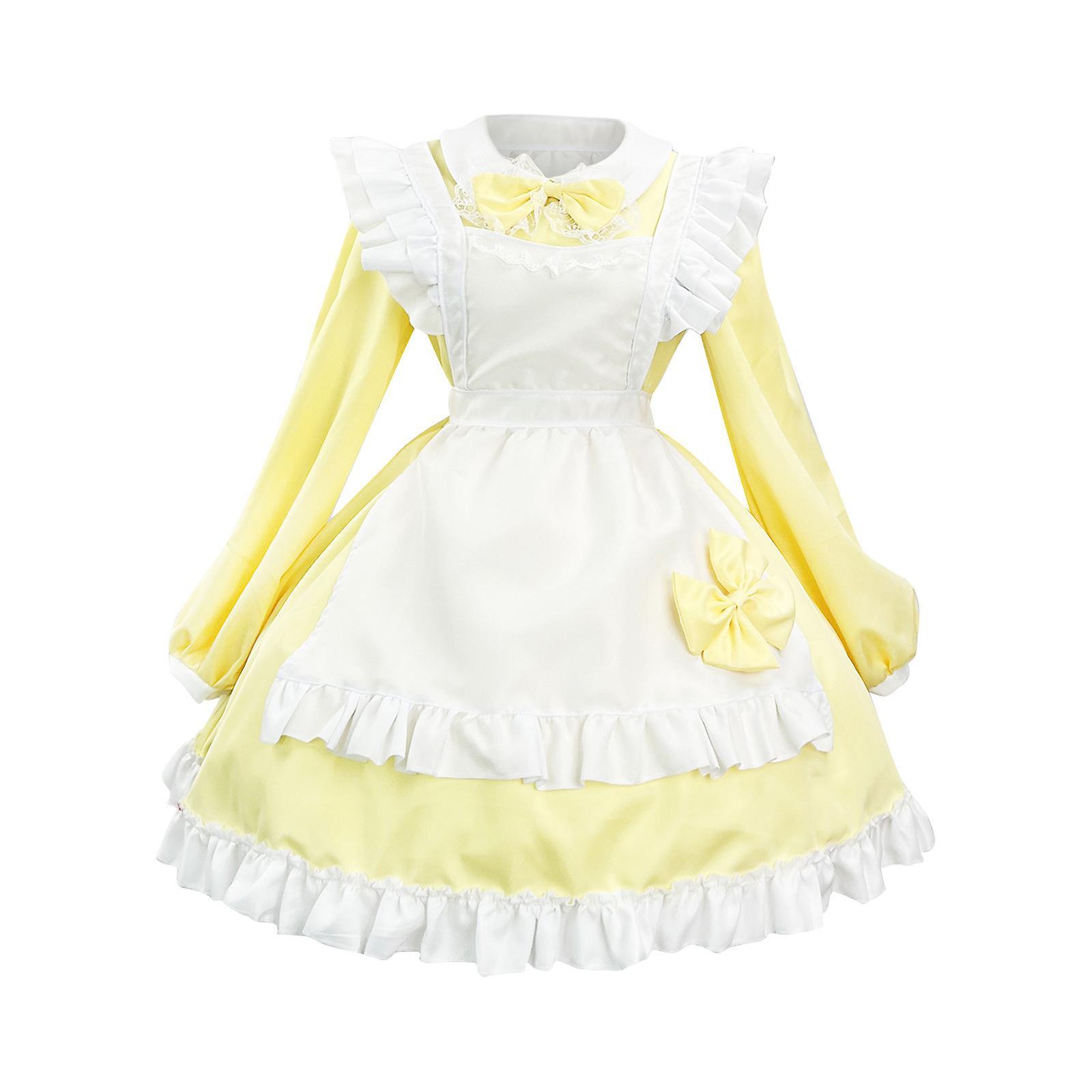 Baodan Women Maid Cosplay Costume Dress Yellow S