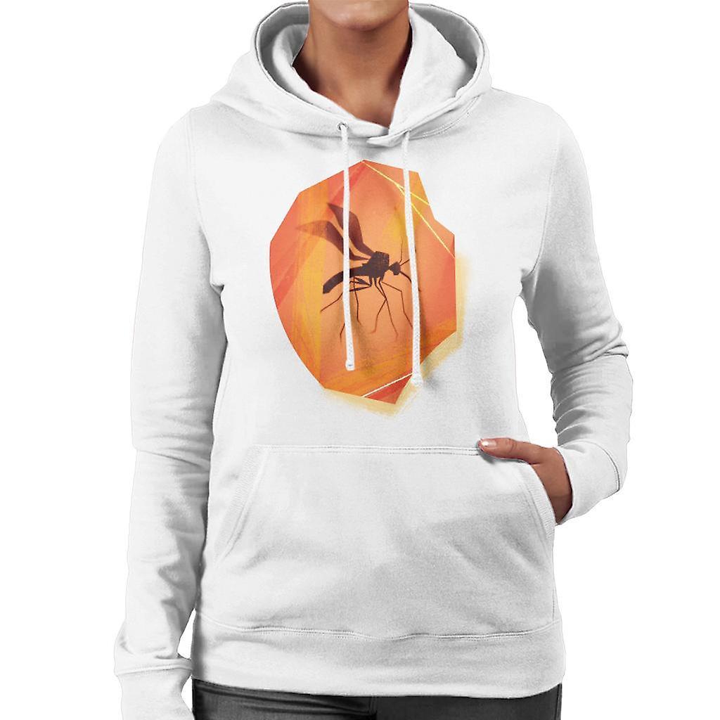 Jurassic Park Mosquito Silhouette In Amber Women's Hooded Sweatshirt White XX-Large