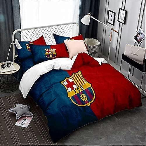 Kerota FC Barcelona Football Team Bedding Set with Pillowcase, Duvet Cover + 2 Pillowcases - Moisture-Proof, Hypoallergenic ) King220x240cm