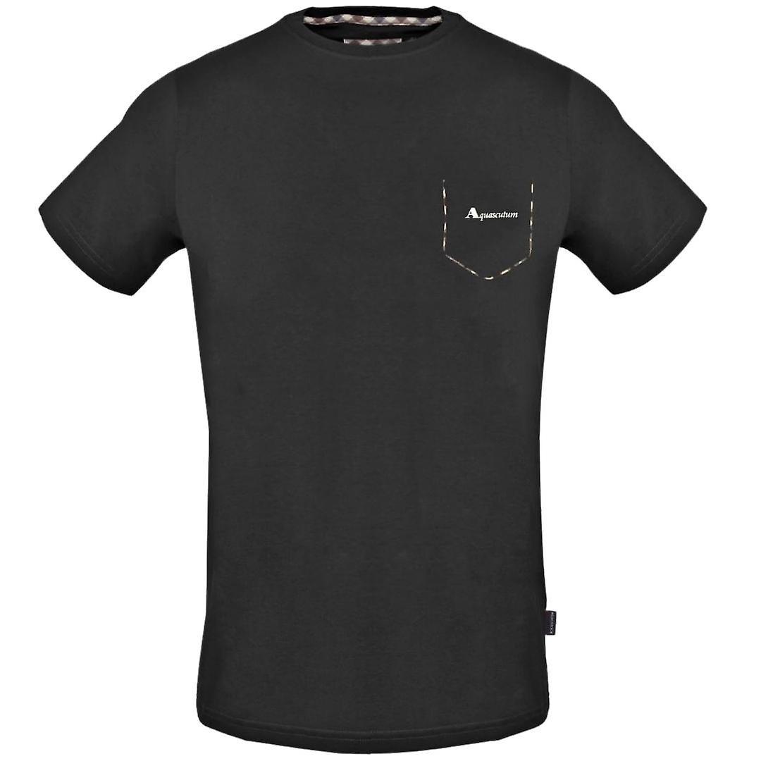 Check Pocket Trim Black T-Shirt