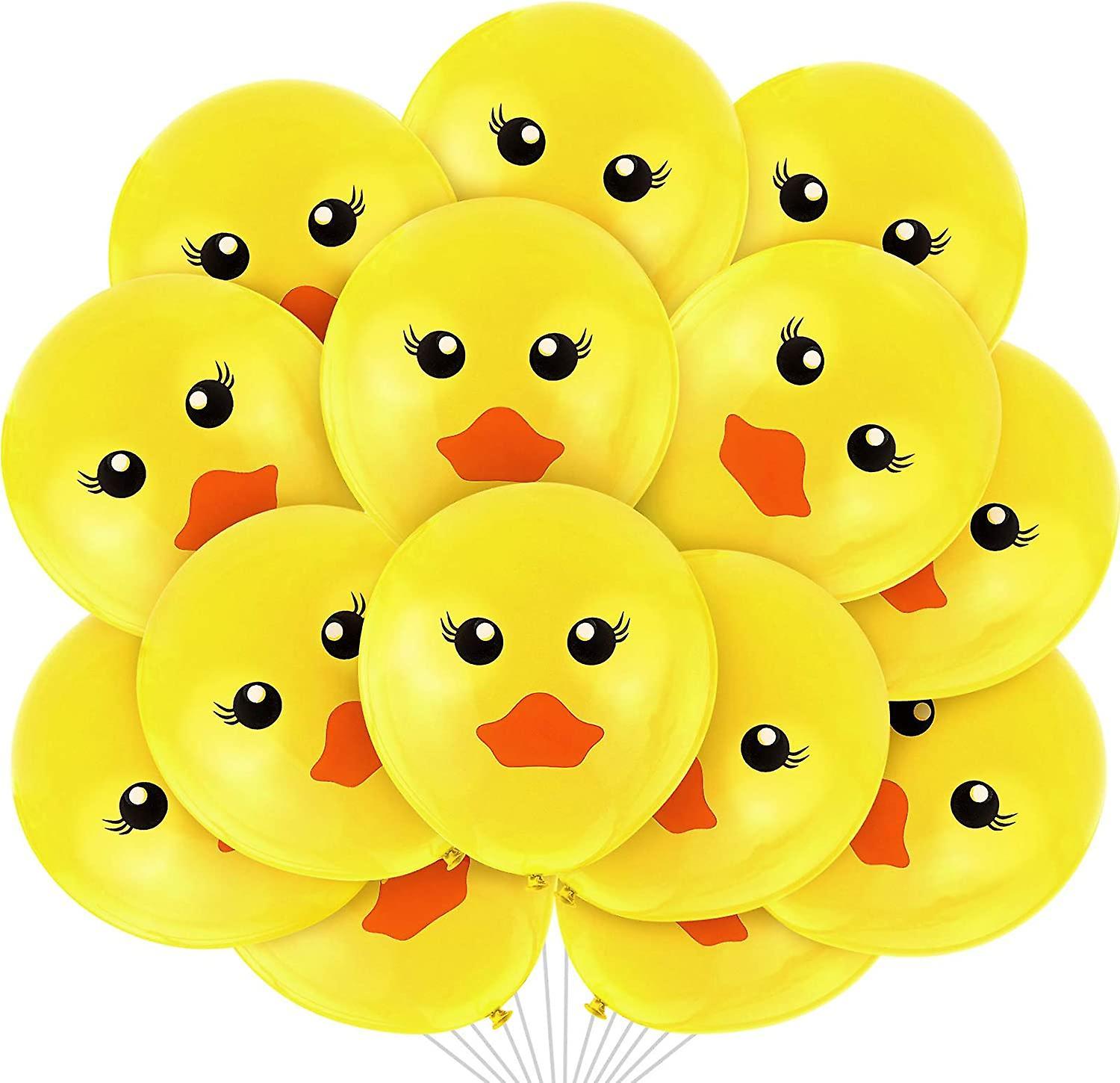 Heytea 60 Pieces Yellow Duck Latex Balloons Cartoon Duck Printed Balloons Cute Duck Face Latex Balloons For Wedding Birthday Party Baby Shower Clas...