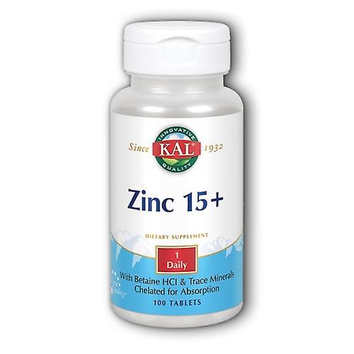 Kal Zinc 15+ Chelated, 100 Tabs (Pack of 1)