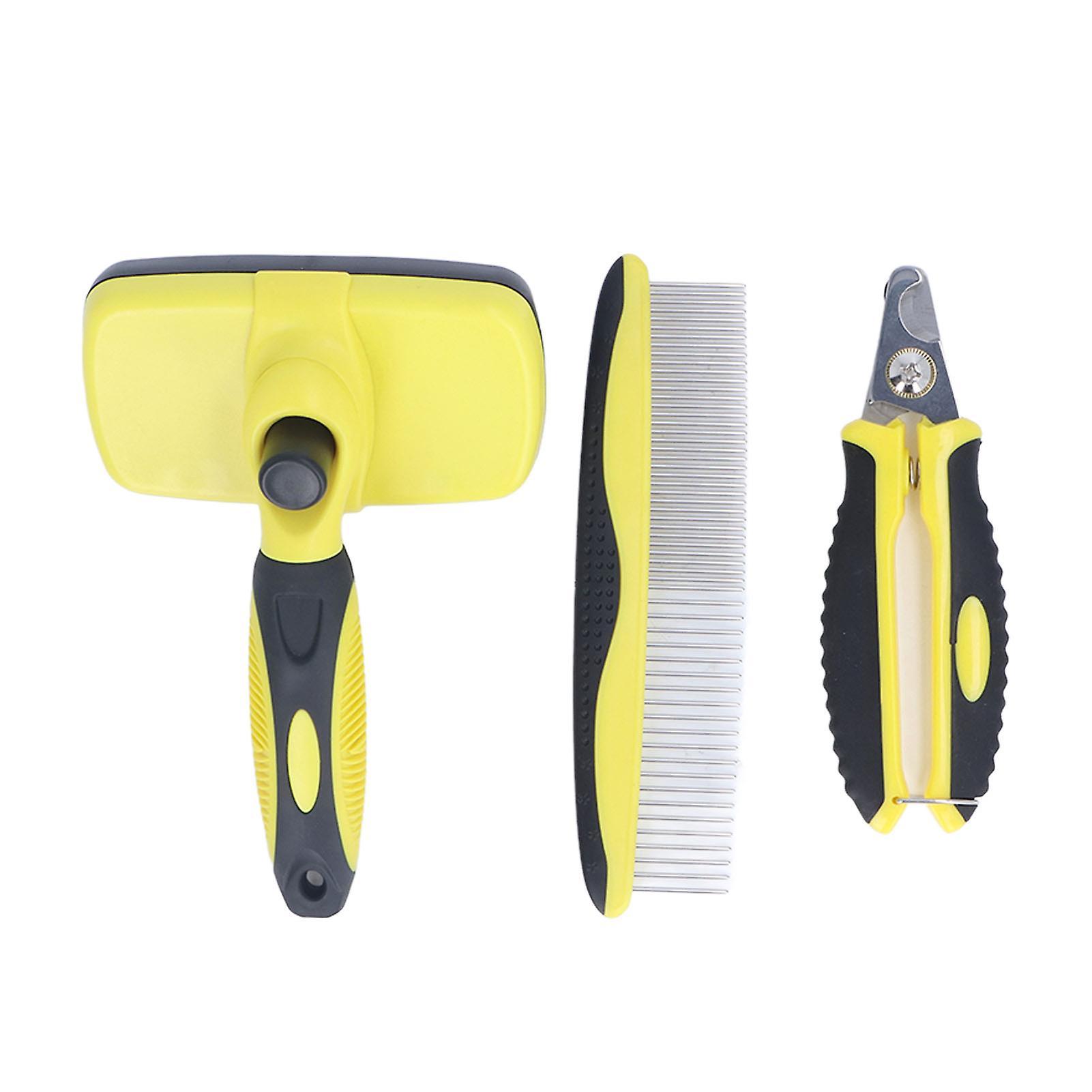 Pet Slicker Brush Comb with Self Cleaning Feature, Massage Grooming, and Nail Clipper - Ideal for Dogs and Cats