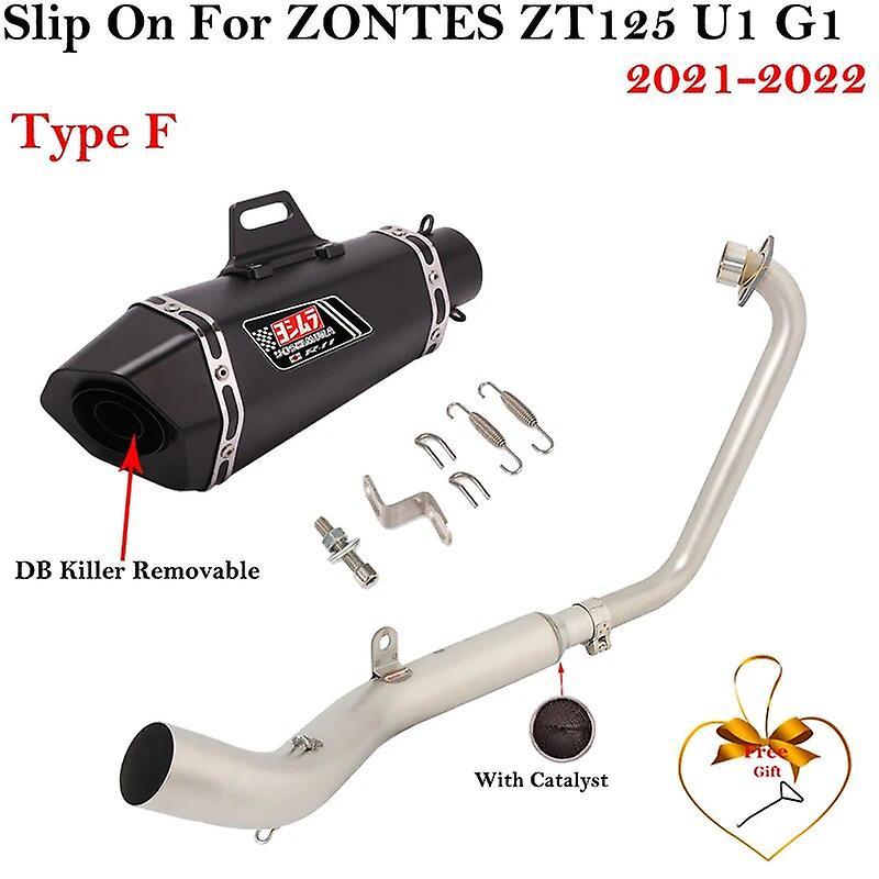 Jelivey Full System For Zontes Zt125 U1 G1 2021 2022 Motorcycle Exhaust Escape Modified Front Link Pipe With Catalyst Muffler Db Killer Type F