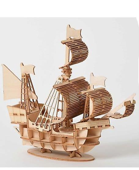 Slowmoose 3d Wooden Puzzle Assembly, Laser Cutting Sailing Ship - Biplane, Steam A