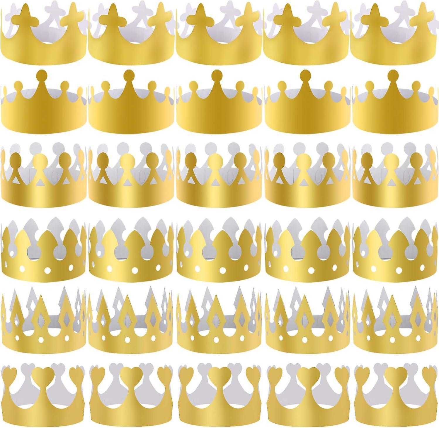 Bnetiza 48 Pieces Paper Crowns Gold Party Crown Paper Hats Gold Card Crown For Party And Celebration Classic Style