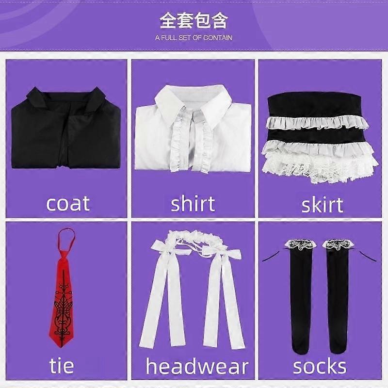 Ghygv Anime Danganronpa Celestia Ludenberg Yasuhiro Taeko Cosplay Costume Wig with Dress Including Shirt Tie Socks Outfits Halloween L