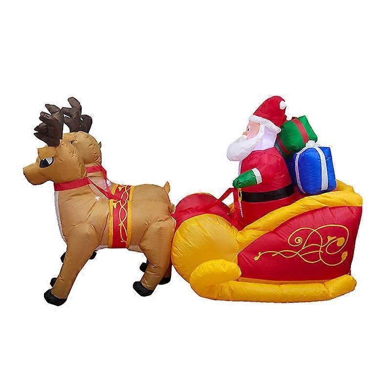 Phwj 4.3 FT Christmas Inflatable Outdoor Elk pulling sleigh, Blow Up Yard Decoration Clearance with LED Lights Built-in for Holiday/Party/Xmas/Yard...