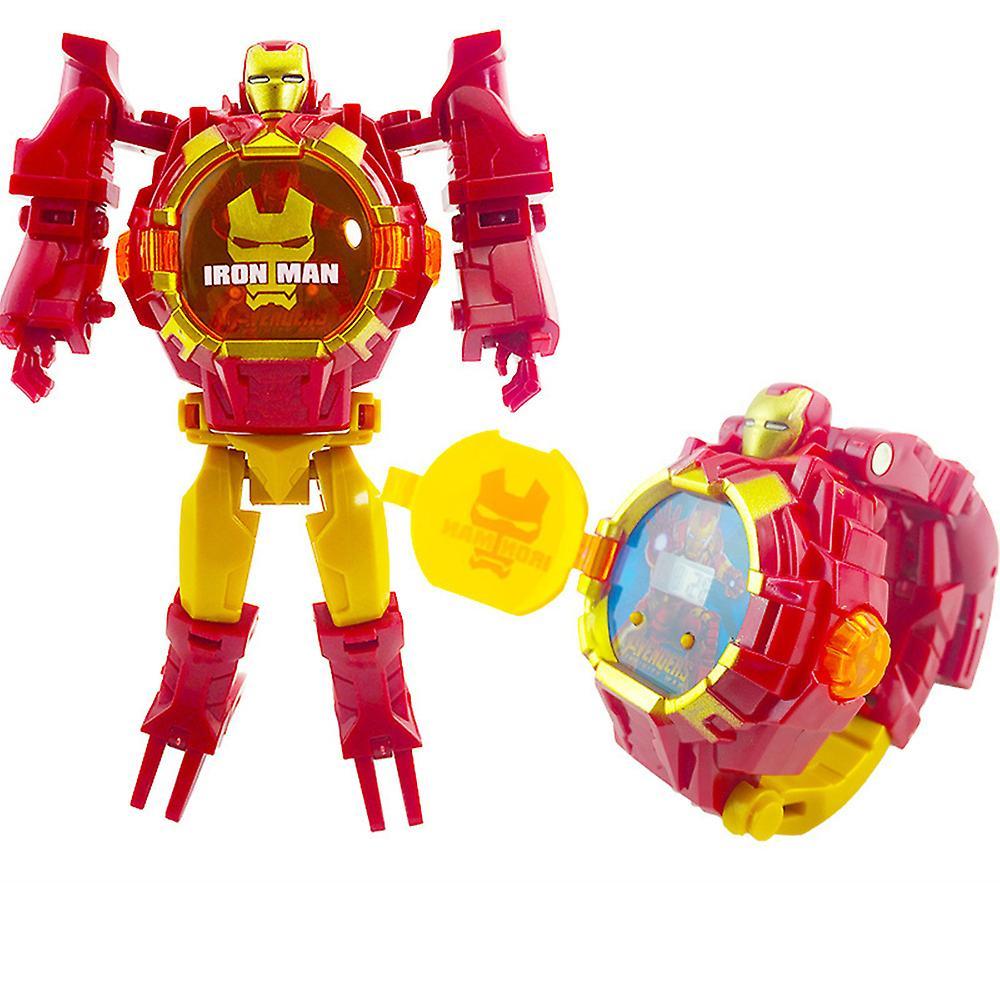 Shinestar Kids Wrist Watch Cartoon Superhero Iron Man Transform Watches With Adjustable Strap A