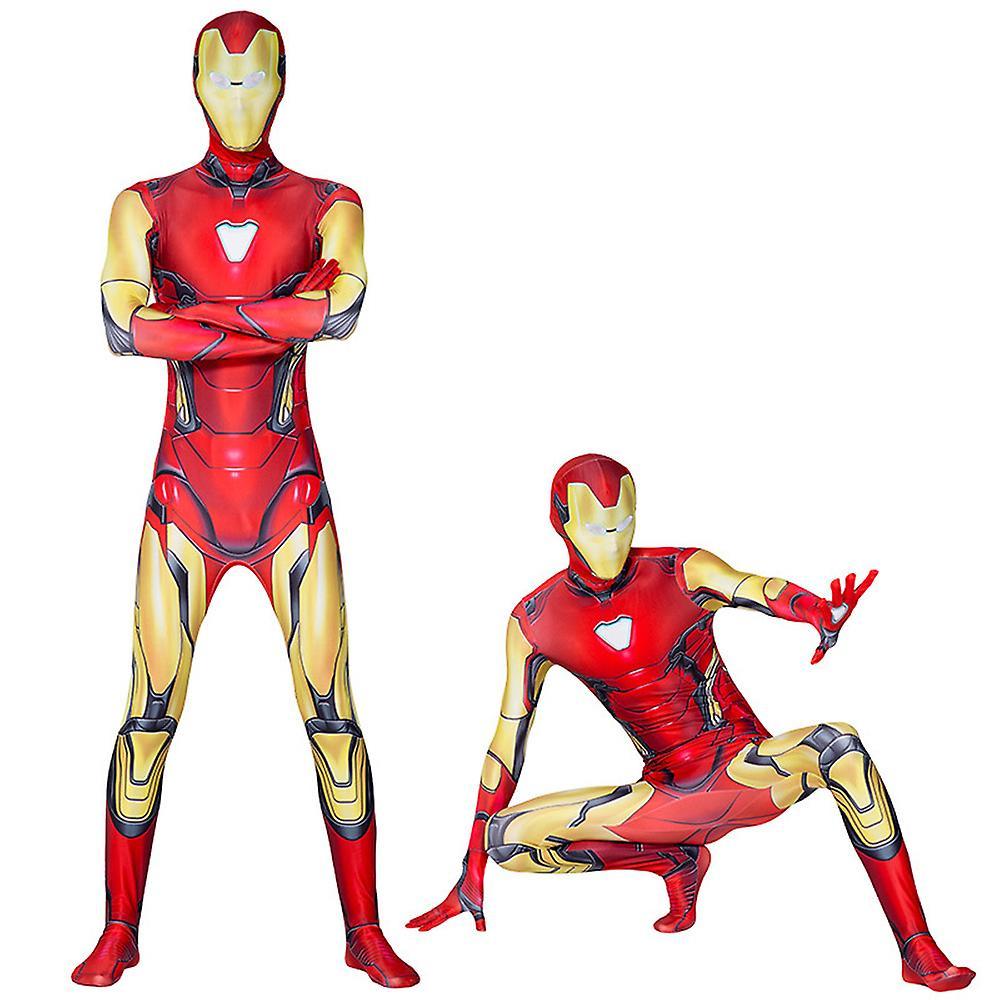 Bestdaily Iron Man 3d Zentai Full Bodysuit Costume Men's Marvel Avengers Superhero Cosplay Jumpsuit Halloween Party Dress Up 160