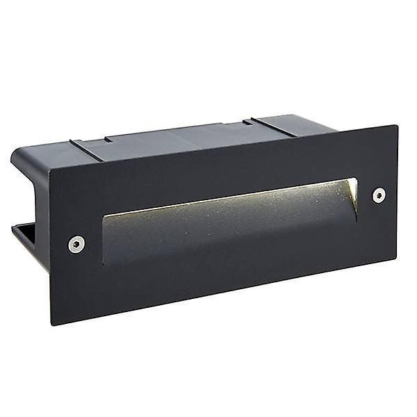 Saxby Lighting Seina Integrated LED Outdoor Recessed Wall Light Textured Black, Frosted IP44