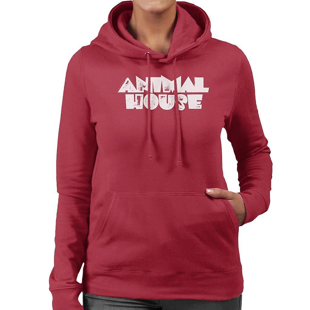 Animal House White Logo Women's Hooded Sweatshirt Cherry Red Small