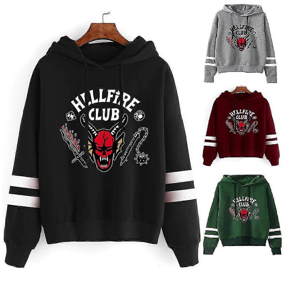 Cztlv Hellfire Club Hoodie Sweatshirt Loose Fit Unisex Hooded Pullover Jacket black L