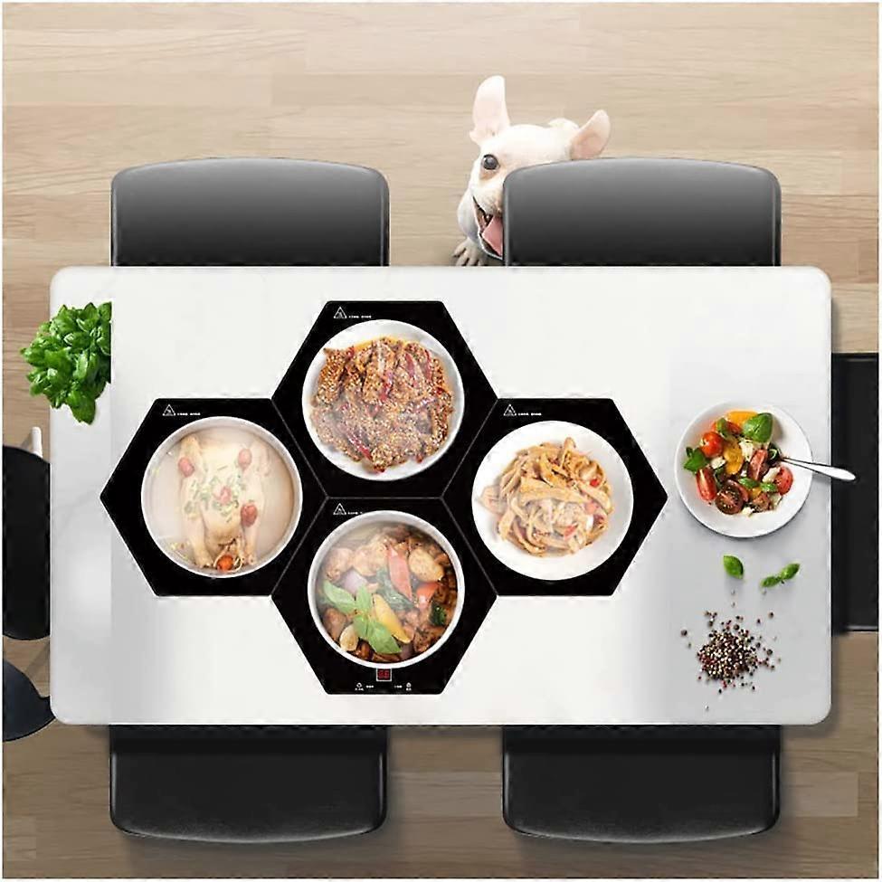 Ersam 4 Pieces Splicable Food Hot Plate, Tempered Glass Tray for Food with Adjustable Temperature Control