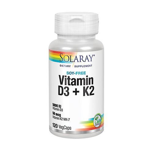 Solaray Vitamin D-3 & K-2, 120 Veg Caps (Pack of 1)