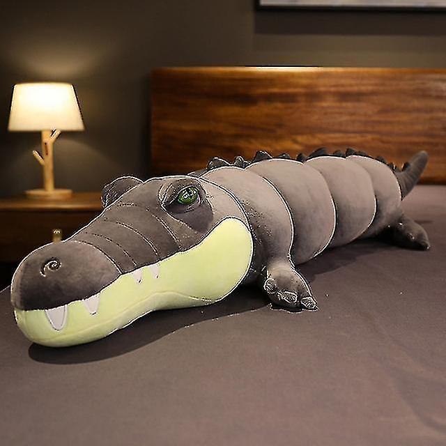 Syhrm 180cm Giant Real Life Stuffed Crocodile Plush Toy Simulation Animal Alligator Dolls Kawaii Creative Pillow For Children Gifts gray 120cm