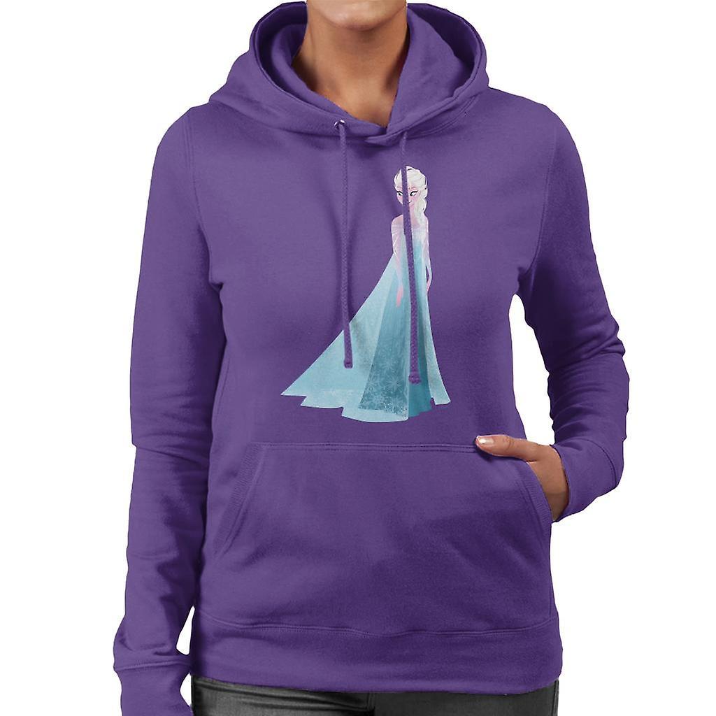 Disney Frozen Elsa Ice Dress Looking Down Women's Hooded Sweatshirt Purple Large