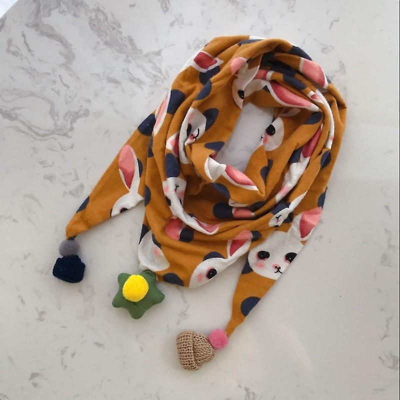 Slowmoose Baby Triangle Bib Scarves - Autumn Winter Shawl, Cotton Neck Collars Warm Kids yellow rabbit