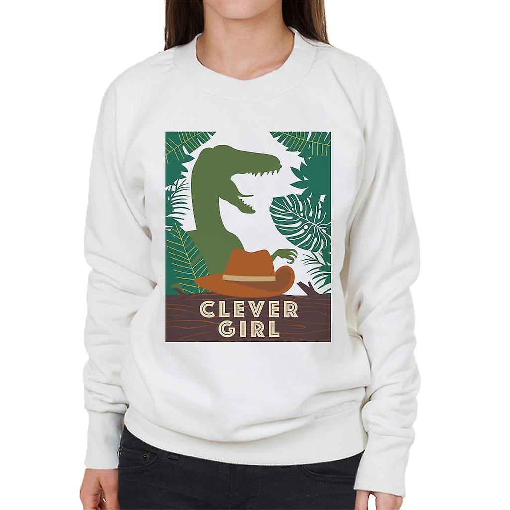 Jurassic Park Velociraptor Silhouette Clever Girl Women's Sweatshirt White X-Large