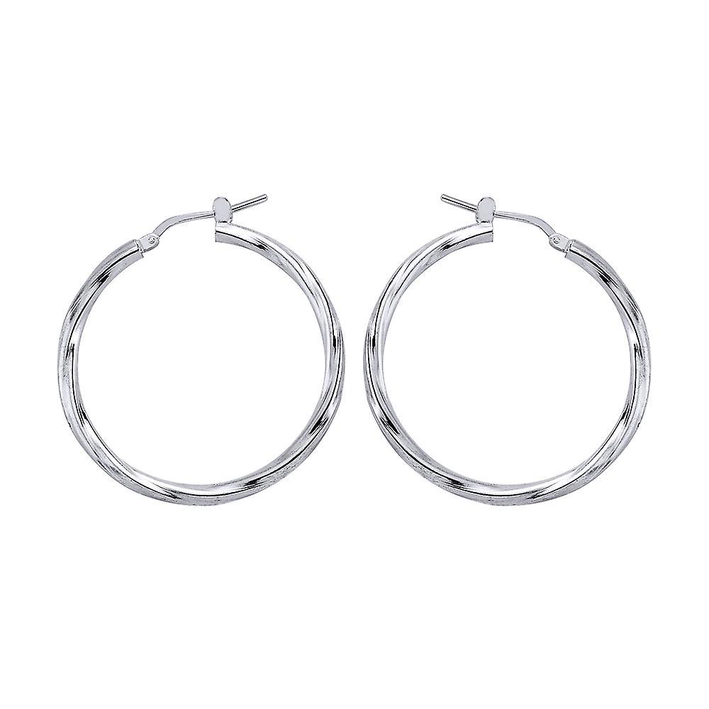 Silver Twisted Hoop Earrings 37mm - ER18