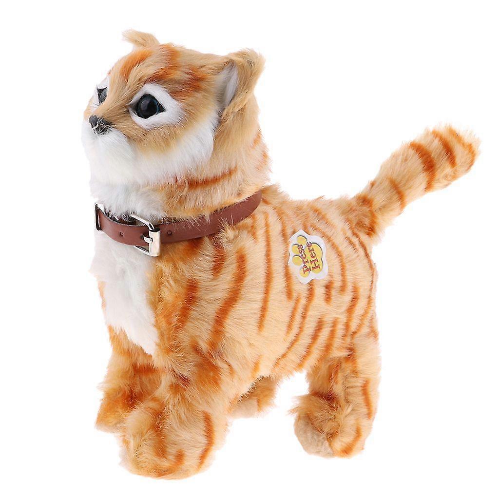 Quikhome Interactive Robot Plush Cat Toy Meow Robotic Cat L Yellow