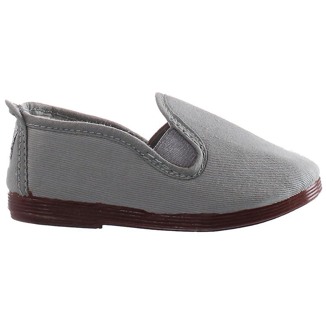 Flossy GRIS Slip-On Grey Canvas Kids Plimsolls 55_GRIS UK 13k EU 31 US 1