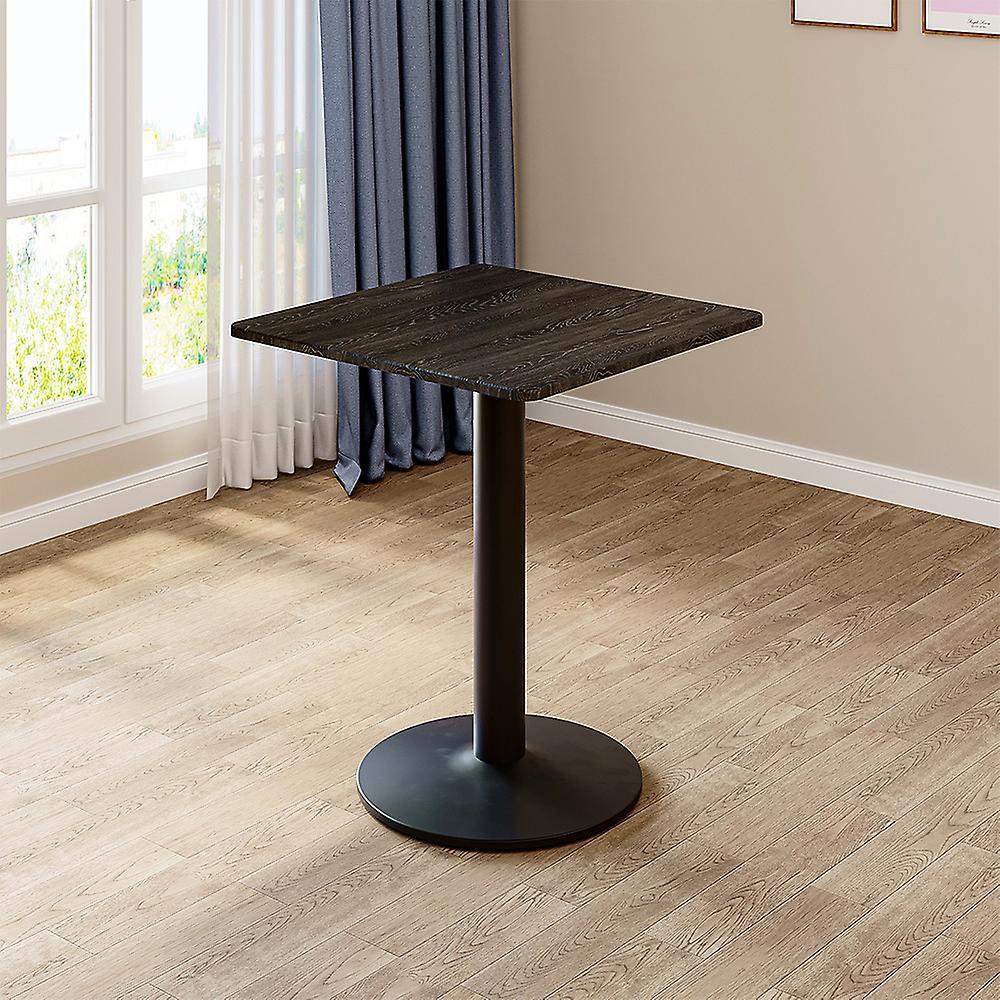 Living And Home Black Square Cafe Table with Metal Base