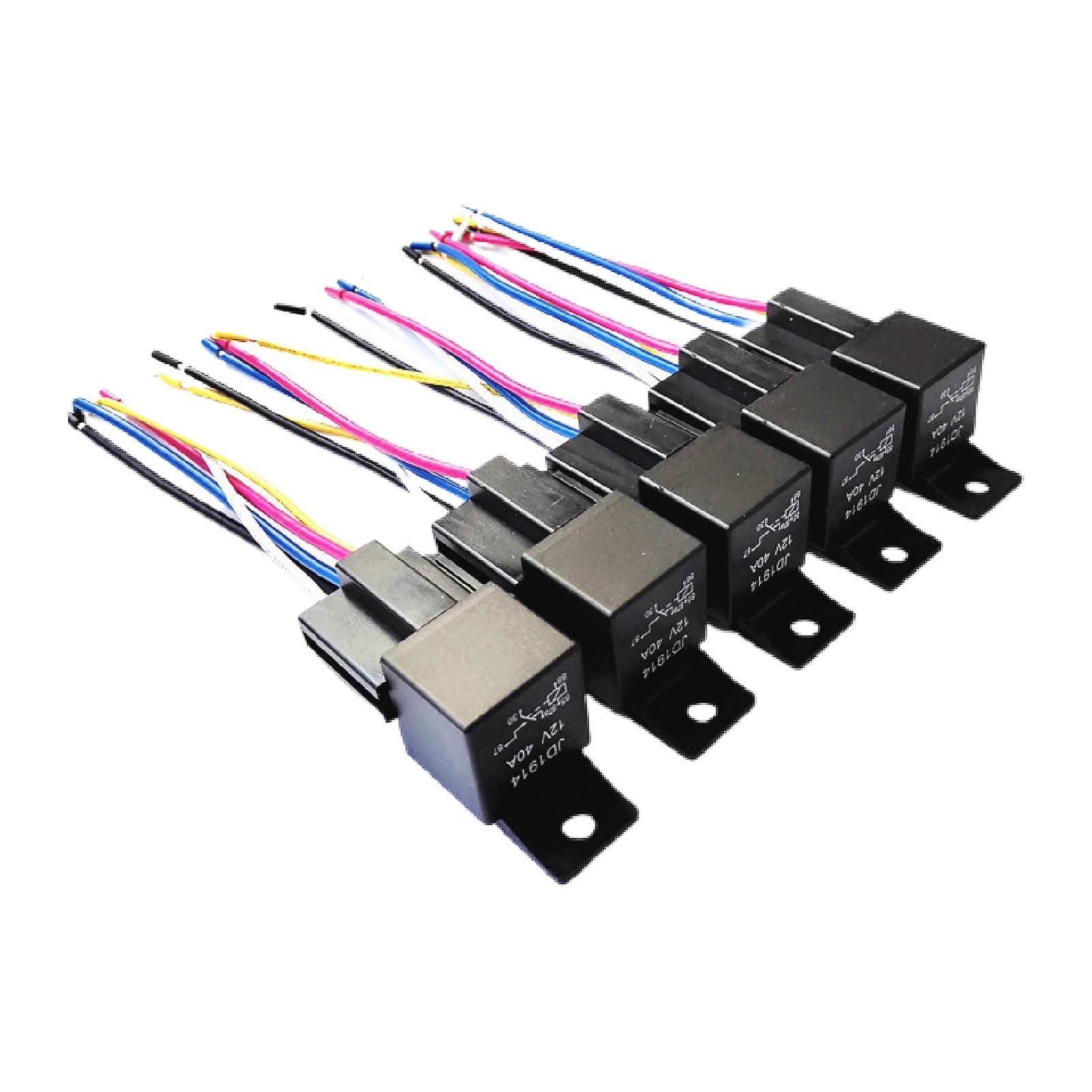 Chiusuet 5Pcs JD1914 Car Relay Universal Long Life Waterproof DC12V 40A 5 Pin Auto Changeover Relay Module Black