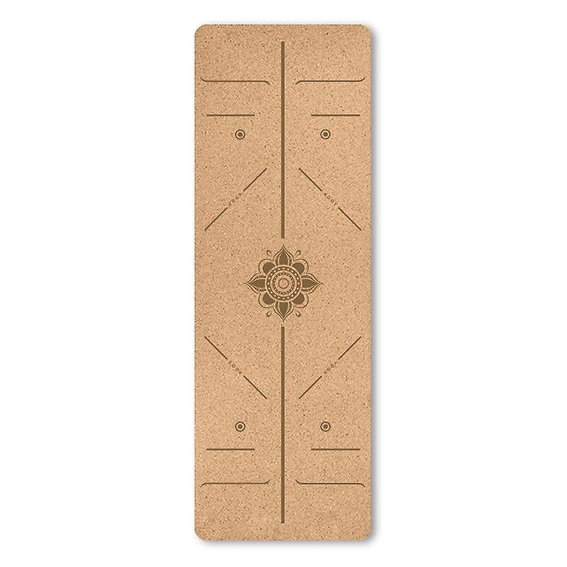 5mm Natural Cork TPE Yoga Mat 183*61cm Fitness Mats Gym Pilates Pad Training Exercise Sport Mat with Position Body Line  Yoga & Pilates Blocks 4 18...