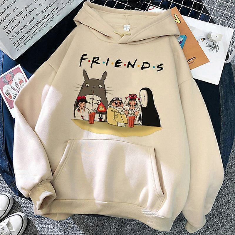 Redkid Studio Ghibli Totoro Hoody Men's Japanese Anime Spirited Away Print Hoodie Oversized 90s Manga Miyazaki Hayao Sweatshirt Unisex Beige7