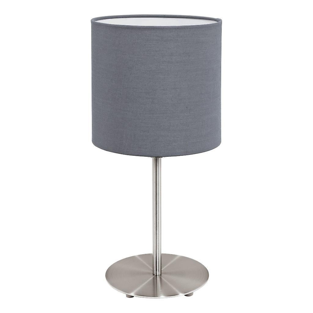 Eglo Lighting Pasteri 1 Light Table Lamp Satin Nickel, Grey, E27