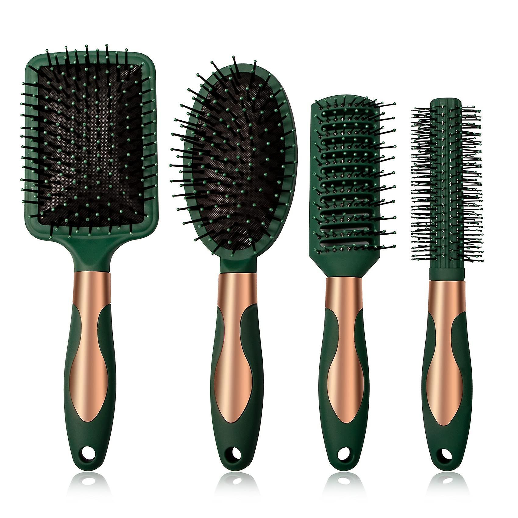 Shindat Hair Brush Set Anti Static Massage Oval Comb Round Hair Brush Vent Hair Brush Detangling Brush Paddle Brush For Women Men green