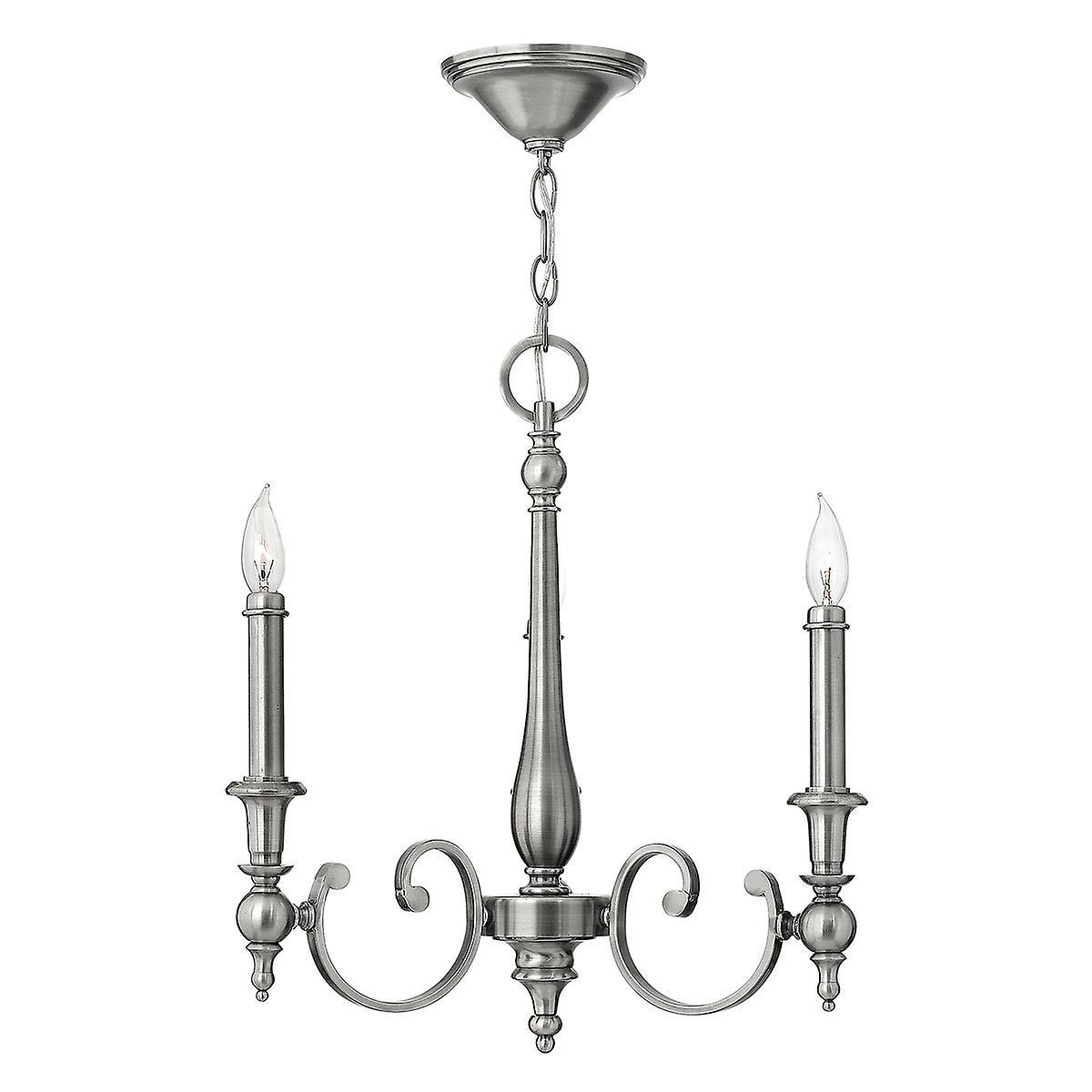 Yorktown Chandelier 3 Light Antique Nickel Finish E14