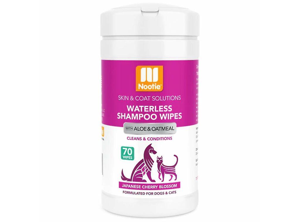 Nootie Waterless Shampoo Wipes for Dogs & Cats - Cherry Blossom, 70 Pack Does not apply