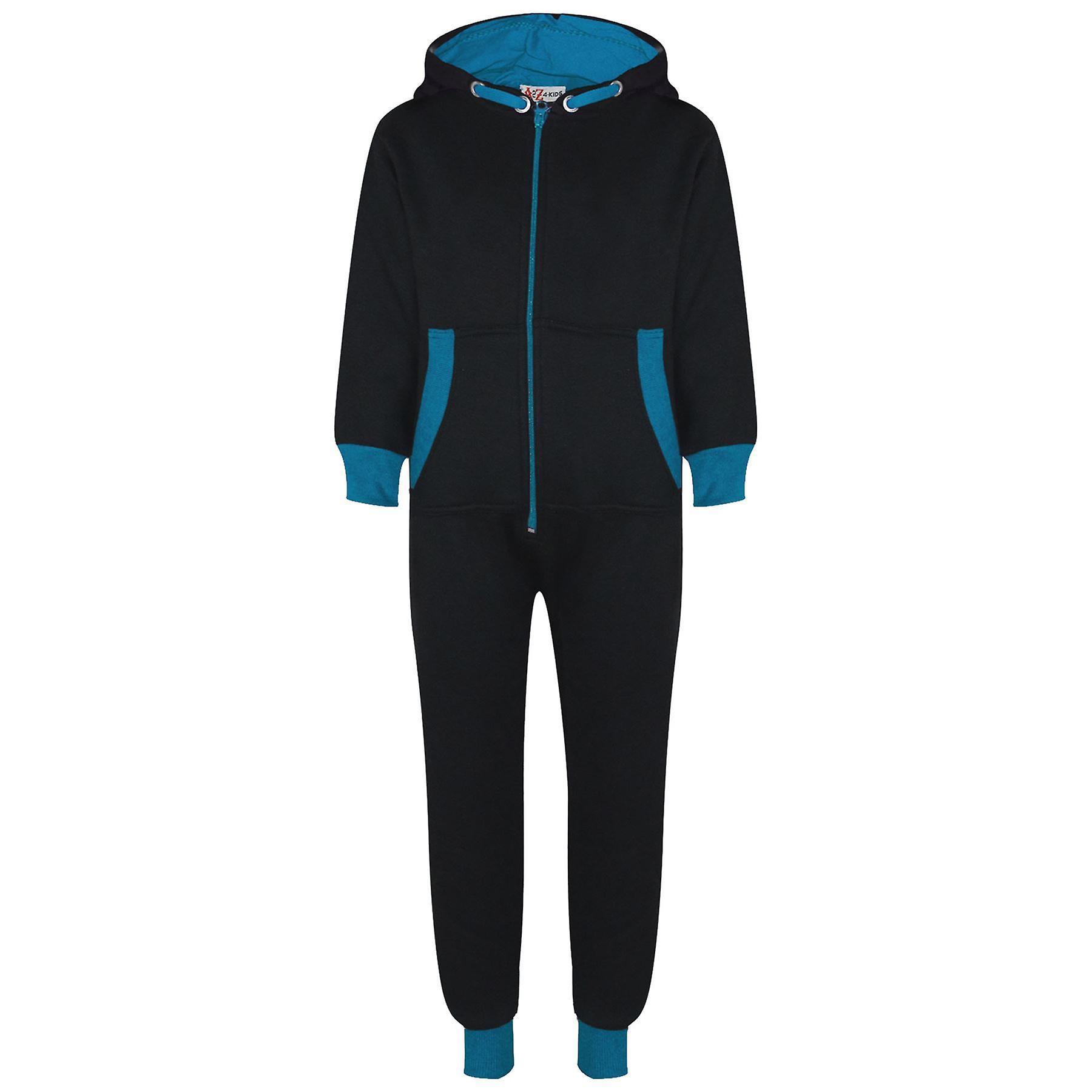 A2Z 4 Kids Kids Girls Boys A2Z Onesie One Piece Contrast Fleece Hoodie All In One Jumpsuit Blue 11-12 Years