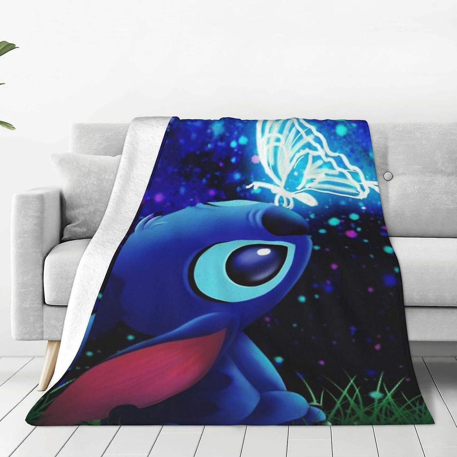 Kerota Stitch Blanket Cartoon Anime Flannel Fleece Blanket Throws Blanket for Sofa Couch Bed Bedroom Stitch Merch Bedding Blanketches 50x40in 125x1...