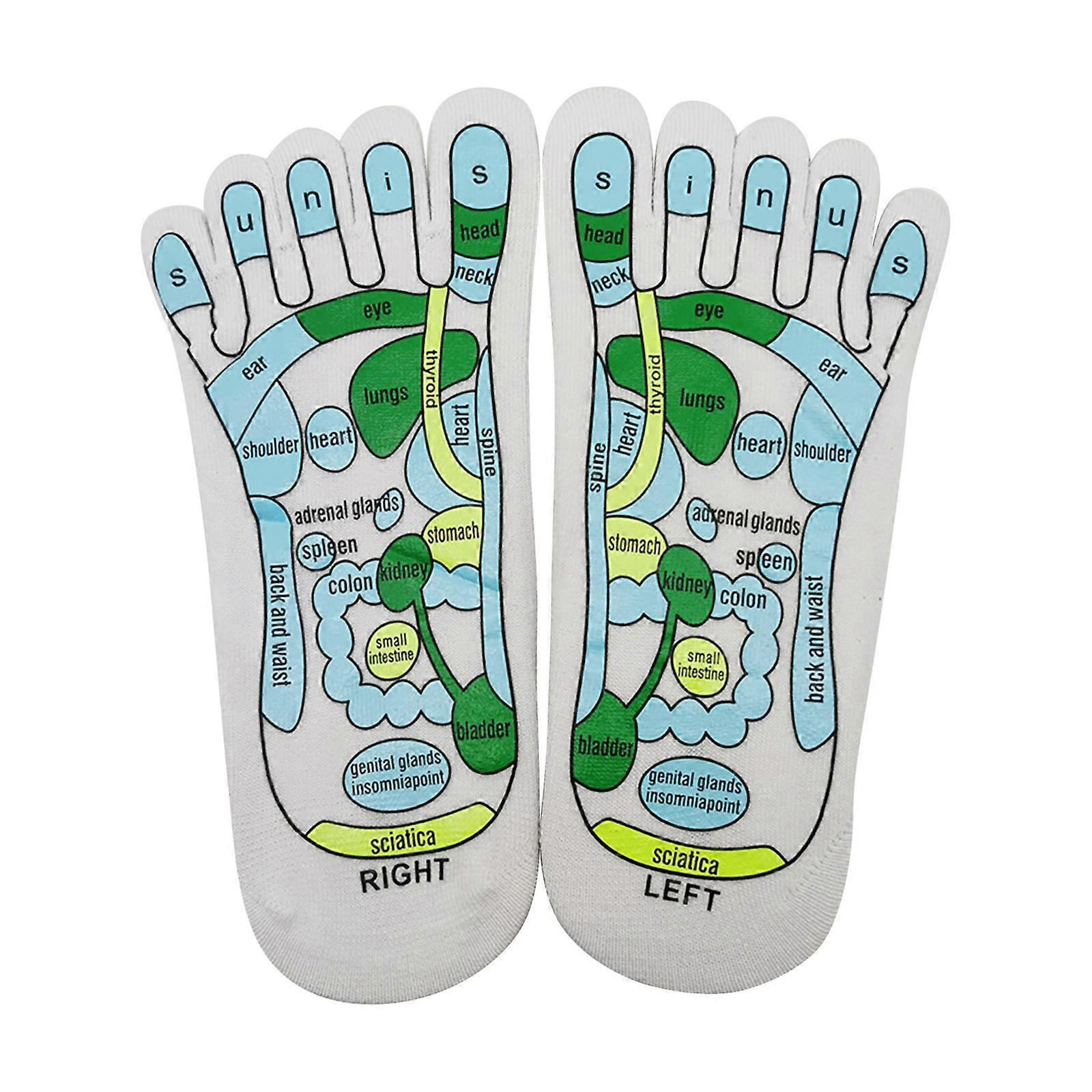 Taishh Acupressure Reflexology Socks Massage Relieve Tired Feet White