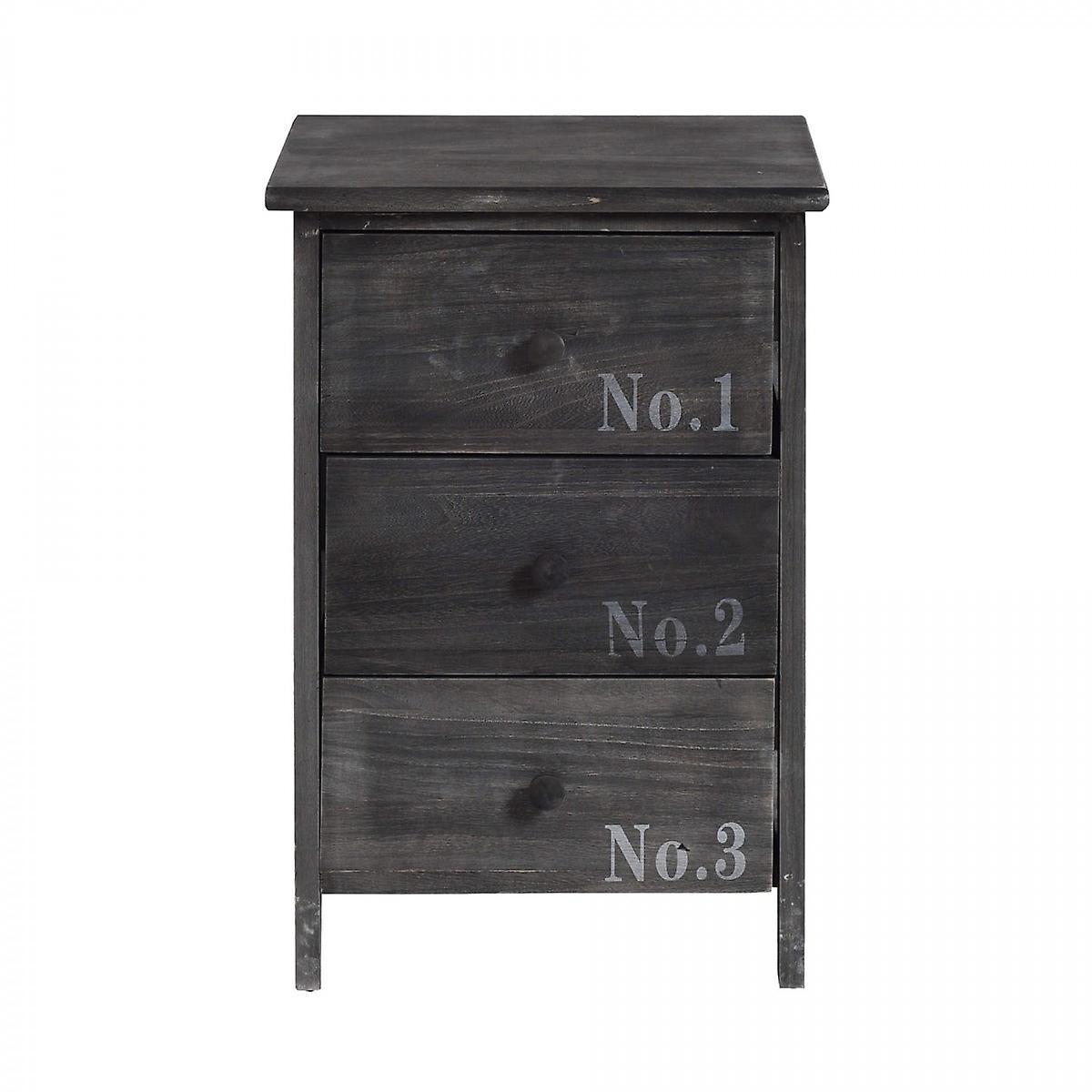 Mobili Rebecca Rebecca Furniture Bedside Chest of Drawers 3 Drawers Wood Grey Shabby 54x35x27