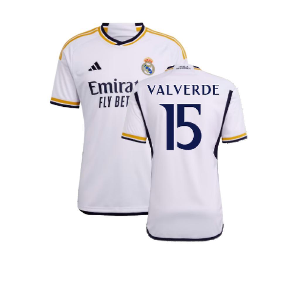 Adidas 2023-2024 Real Madrid Home Shirt (Valverde 15) White Medium 38-40 inch Chest