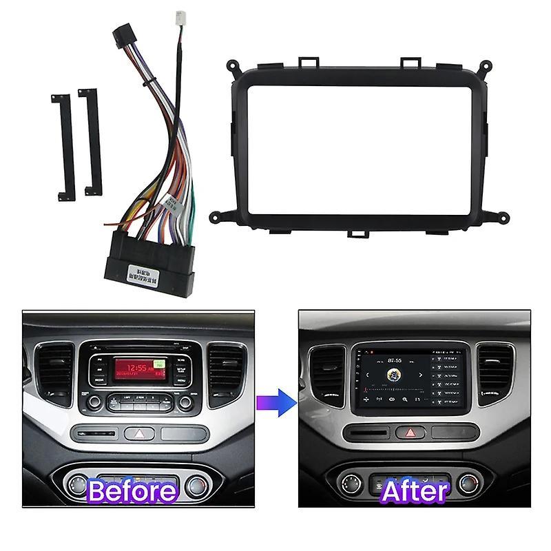 JIULUNET For Kia Carens RP 3 III 2013 - 2018 Car Radio Dashboard Panel Frame Power Cord