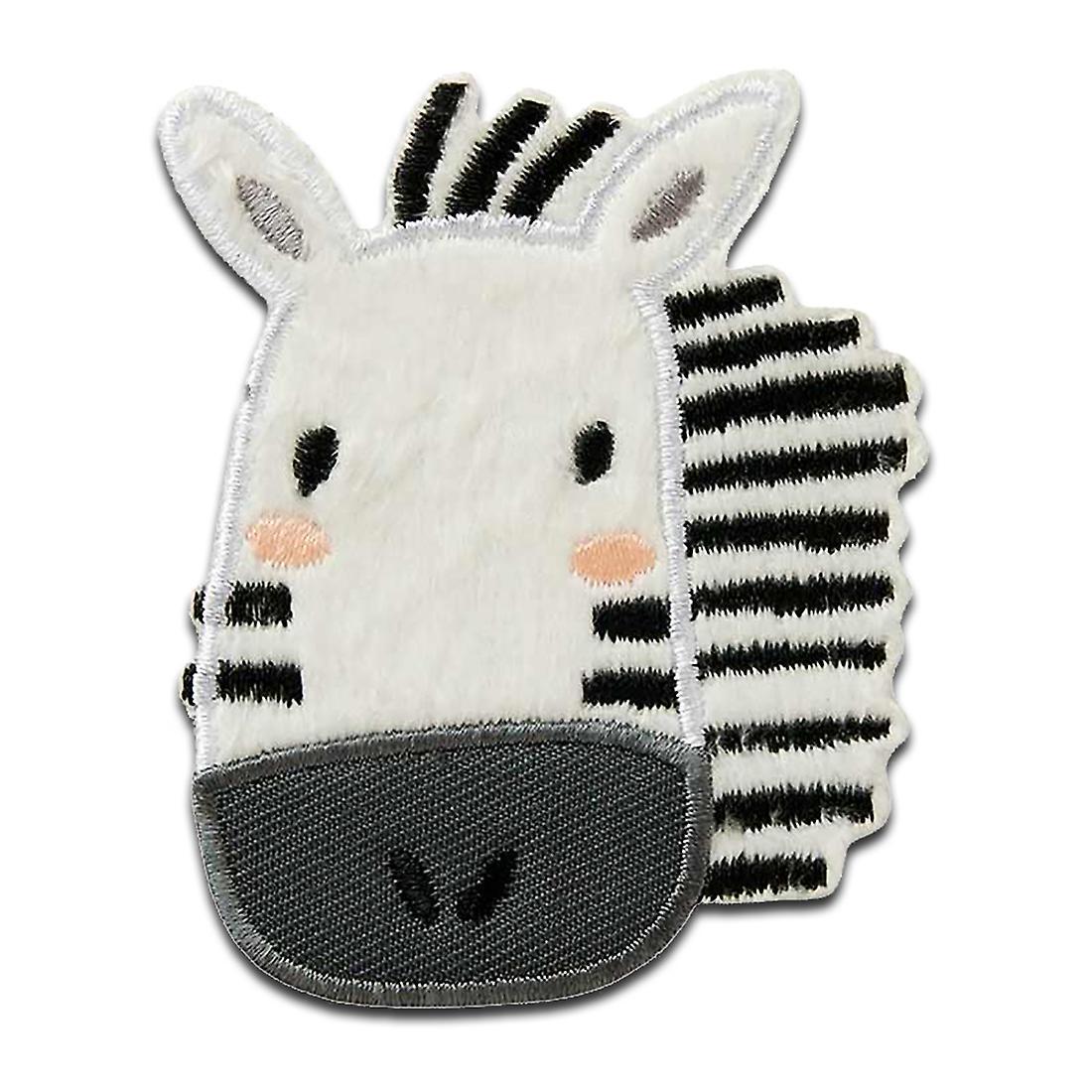 Mono-Quick Zoo Animals Zebra - Patch, Iron-on patch, Iron on, Size: 7.5 x 6 cm