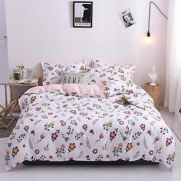 Slowmoose Pastoral Style Nature Plant Flower Print Bedding Sheet XHXZ King 4pcs / Flat Bed Sheet