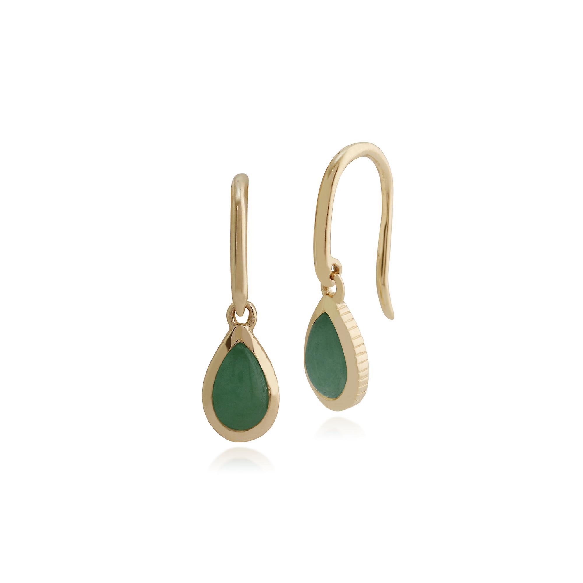 Gemondo Classic Green Jade Bezel Set Drop Earrings in 9ct Yellow Gold 135E1202039 One Size