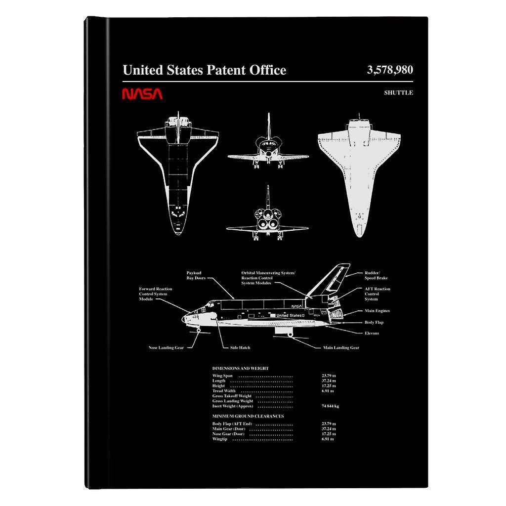 NASA Shuttle Dimensions And Weight Blueprint Hardback Journal Black 13 x 18.5 cm