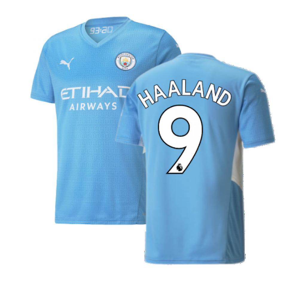 Puma 2021-2022 Man City Home Shirt (HAALAND 9) Blue Small Adults